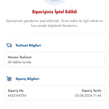 Cepte Şok Marketin Sorumsuzluğuyla Teslim Edilemeyen Siparişlerim