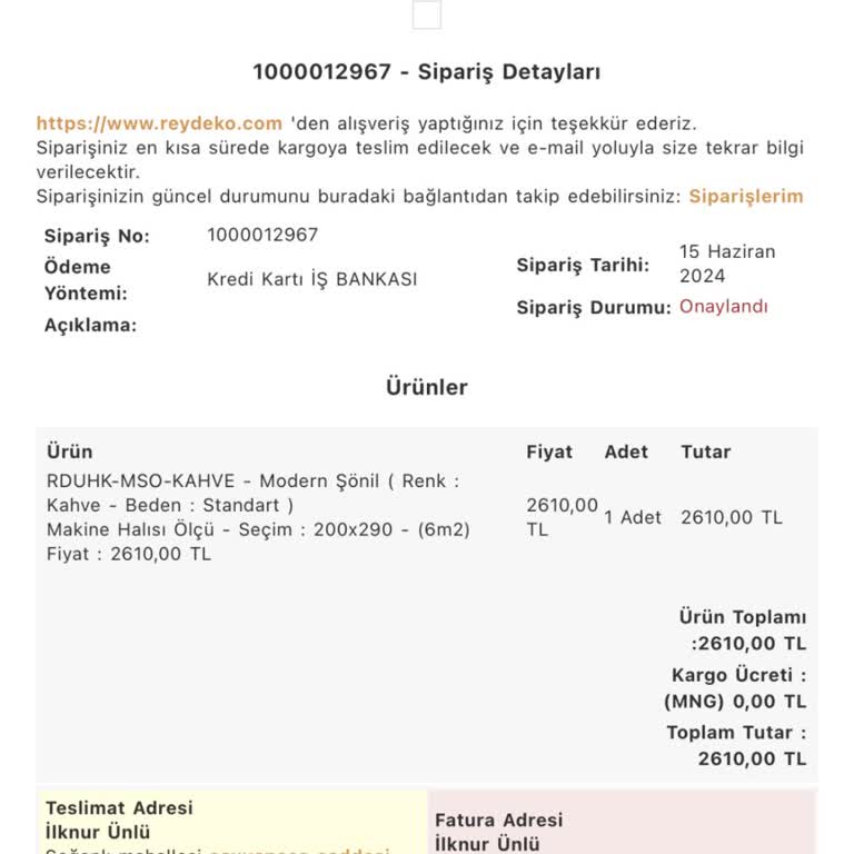 Reydeko Halı Siparişinde Gecikme Ve İade Sorunu