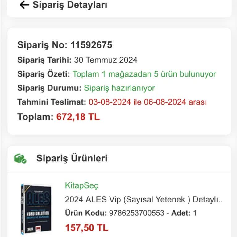 Kitapsec Sipariş Teslimat Gecikmesi