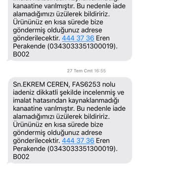 Fashfed Yanlış Ürün Yolladı, İade Kabul Etmiyor