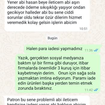 Kalitek Damla Sulama Sistemleri Firma Ürünleri Göndermiyor, Para İadesi Yapmıyor