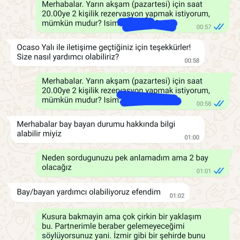 Ocaso Yalı Ayrımcı, Turk&yabancı Erkeklere Rezervasyon Konusunda Farklı Muamele