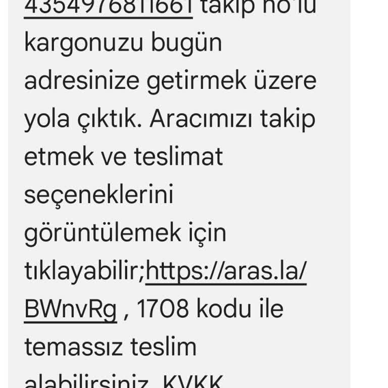 Aras Kargo Gönderici: Je**** Hı**** Ta**** A.**** Sorunu