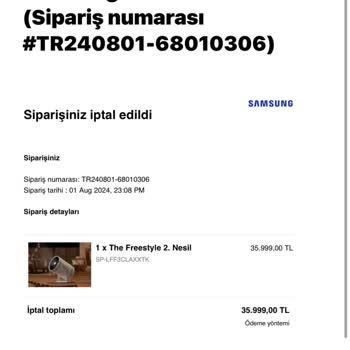Samsung Kargo Teslim Alındı Bilgisi Gelen Sipariş İptal Ediliyor