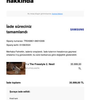 Samsung Kargo Teslim Alındı Bilgisi Gelen Sipariş İptal Ediliyor