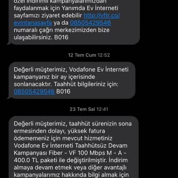 Vodafone Ev İnterneti Fazla Tutar Yansıtma