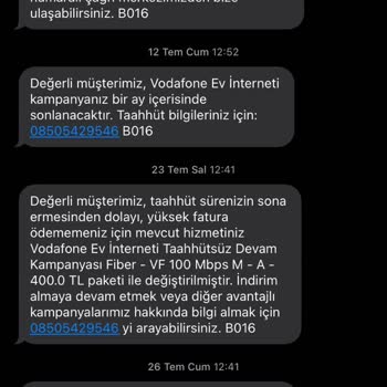 Vodafone Ev İnterneti Fazla Tutar Yansıtma