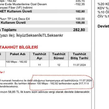 Vodafone Ev İnterneti Fazla Tutar Yansıtma