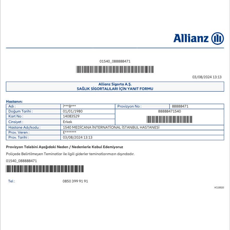 Allianz Sağlık Sigortası Pişmanlık