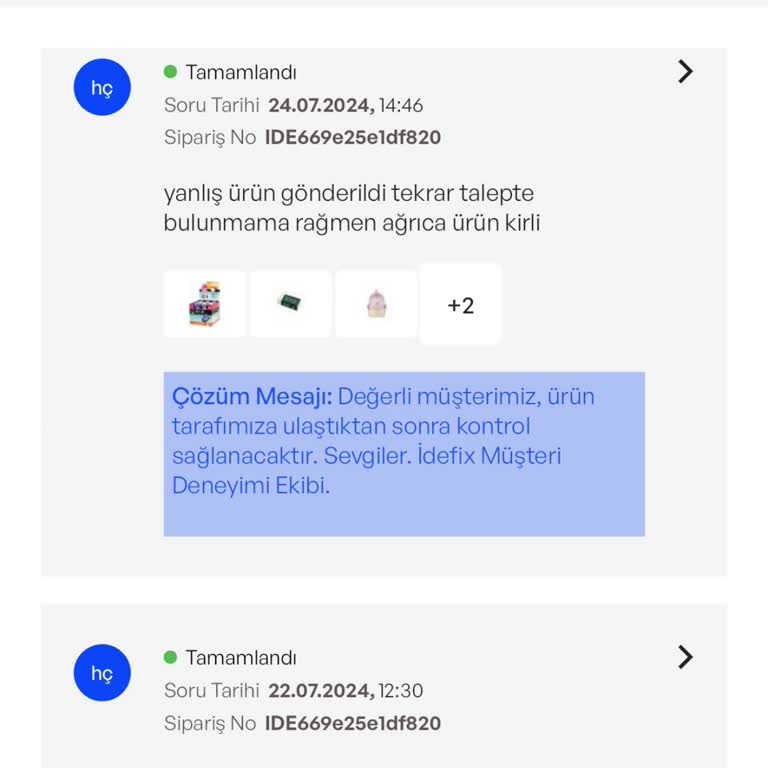 İdefix'ten Yanlış Ürün Ve İade Sorunu