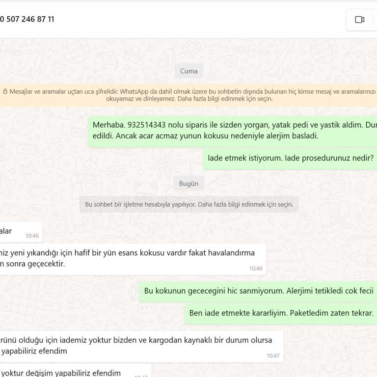 Yüncü Hanım İade Kabul Etmiyor.