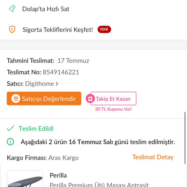 Aras Kargo Ürün Bana Teslim Edilmedi