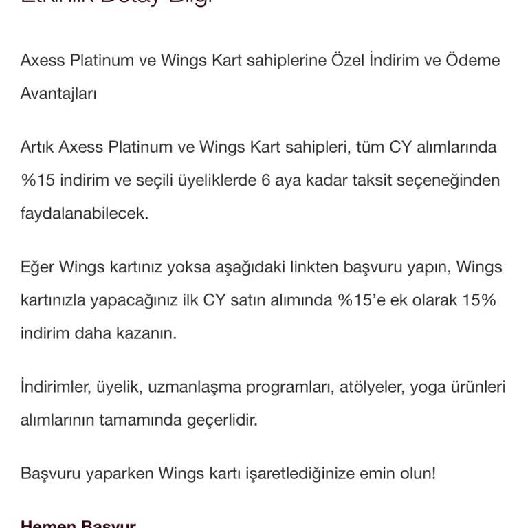 Akbank Wings Kartı İle Cihangir Yoga Üyeliğinde Eksik İndirim