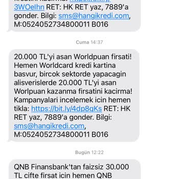 HangiKredi SMS İptali İçin