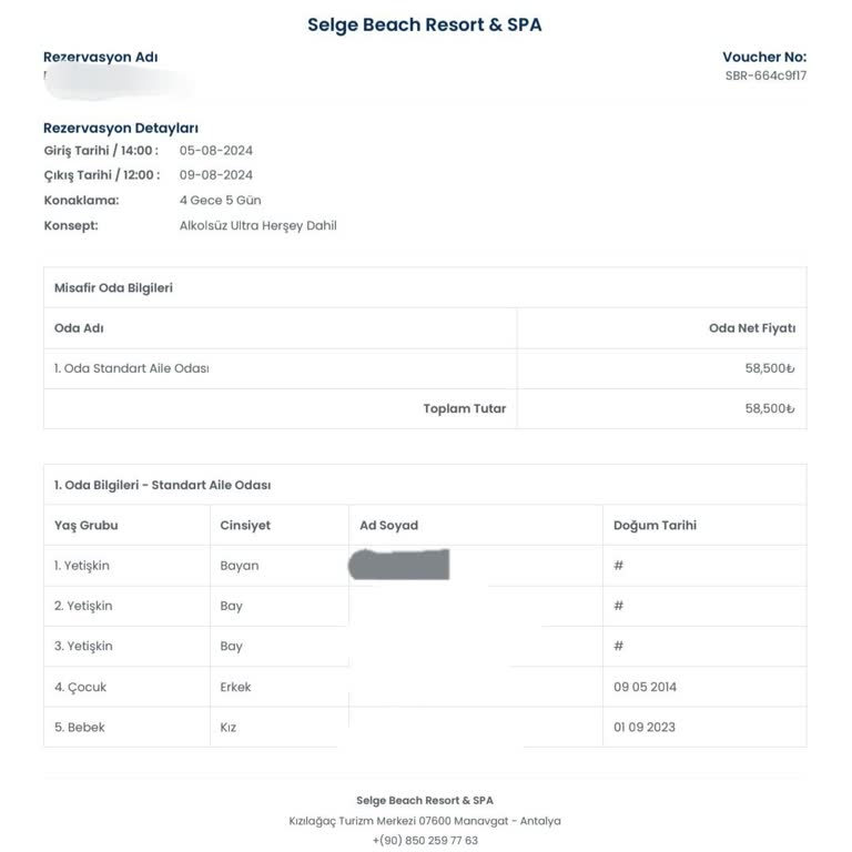 Selge Beach Resort Spa Selge Otel adına açılan sahte site üzerinden yapılan Rezervasyonda Yaşanan Büyük Hayal Kırıklığı