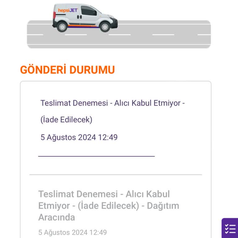 hepsiJET Kargonun Teslimata Uğranılmaması