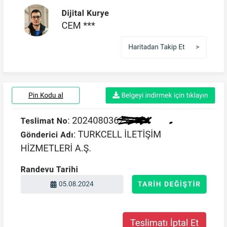 Dijital Kurye Adrese Gelmeden Hat Teslimatını İptal Etti.
