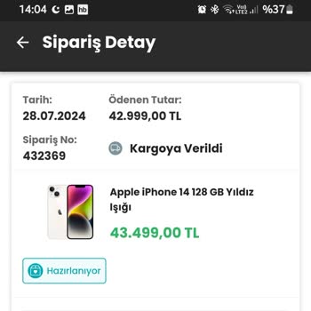 EasyCep Satıl Aldığım Ürün Gönderilmiyor!