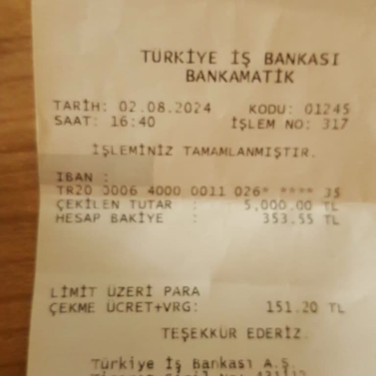 İş Bankası ATM'den Para Çekme Limit Aşımı (! ) Komisyonu