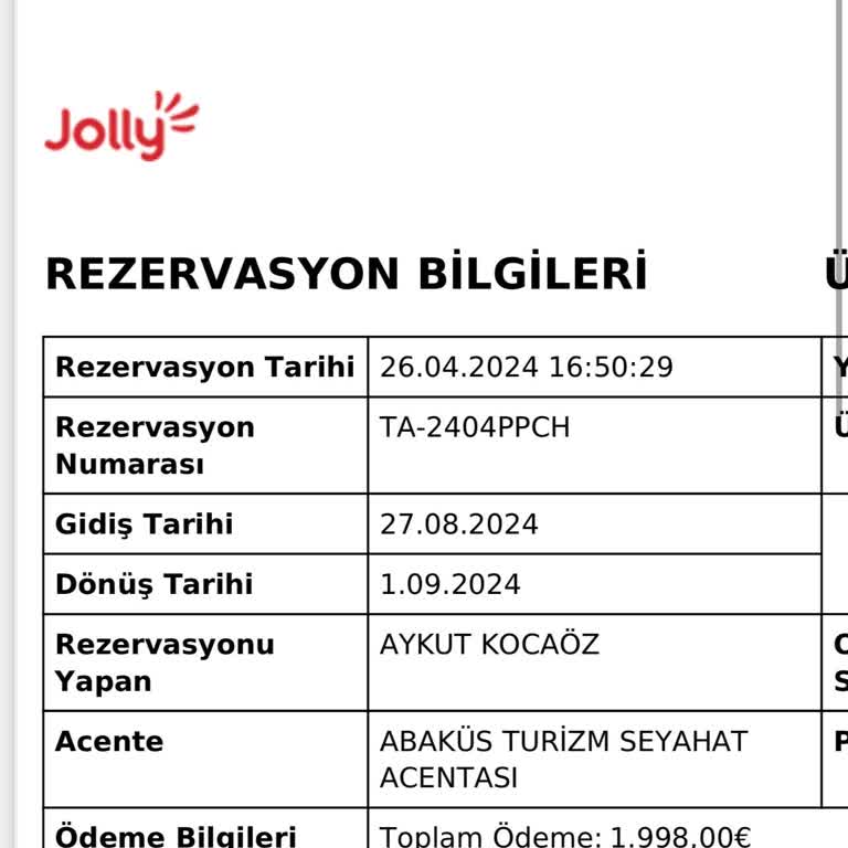 Jolly Tur Yurt Dışı Tur Paketi İptali Mağduriyeti