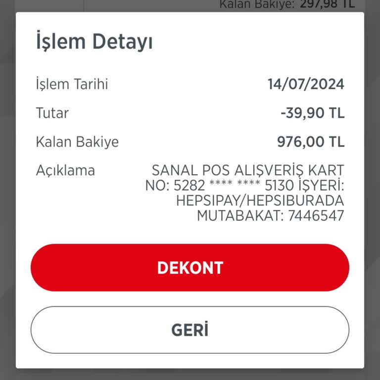 Hepsiburada Benden Sebepsiz Yere 39 TL Para Çekti.