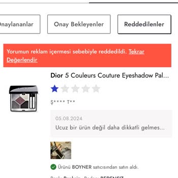 Boyner Hasarlı Ürün Ve Yorum Onay Sorunu