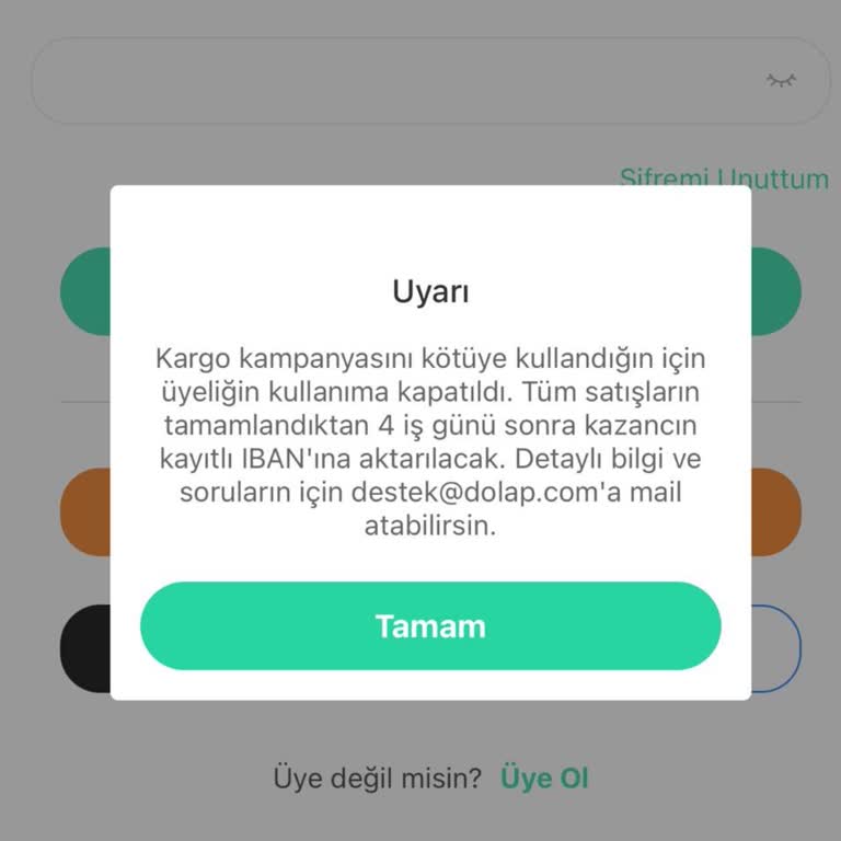 Dolap Aniden Hesabın Kapatılması