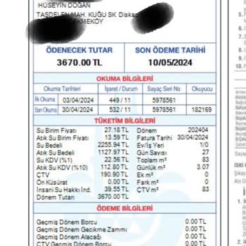 Istanbul Büyükşehir Belediyesi Wasserrechnung von April erhalten, obwohl ich im Mai eingezogen bin