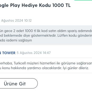 Epin Tower Siparişim Teslim Edilmedi