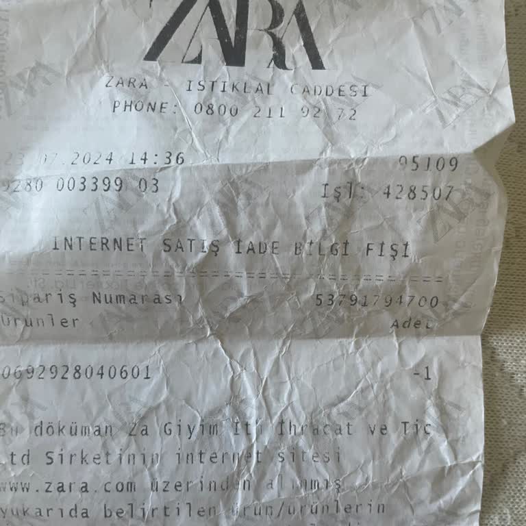 Online Sipariş Beyoğlu Mağazası İade Ücret İadesi Zara Yapmadı!
