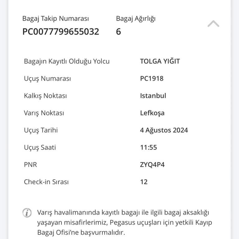 Pegasus Kayıp Valiz Ve İlgilenilmemesi