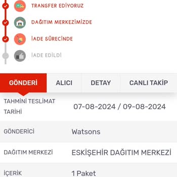 Eskişehir Watsons Köprübaşı Mağazadan Gel-Al Alışverişi Sorumsuzluğu