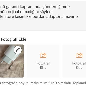 Trendyol Apple Sahte Adaptör Satışı