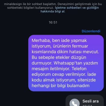 Minal Tasarım/Design İade Sorunu