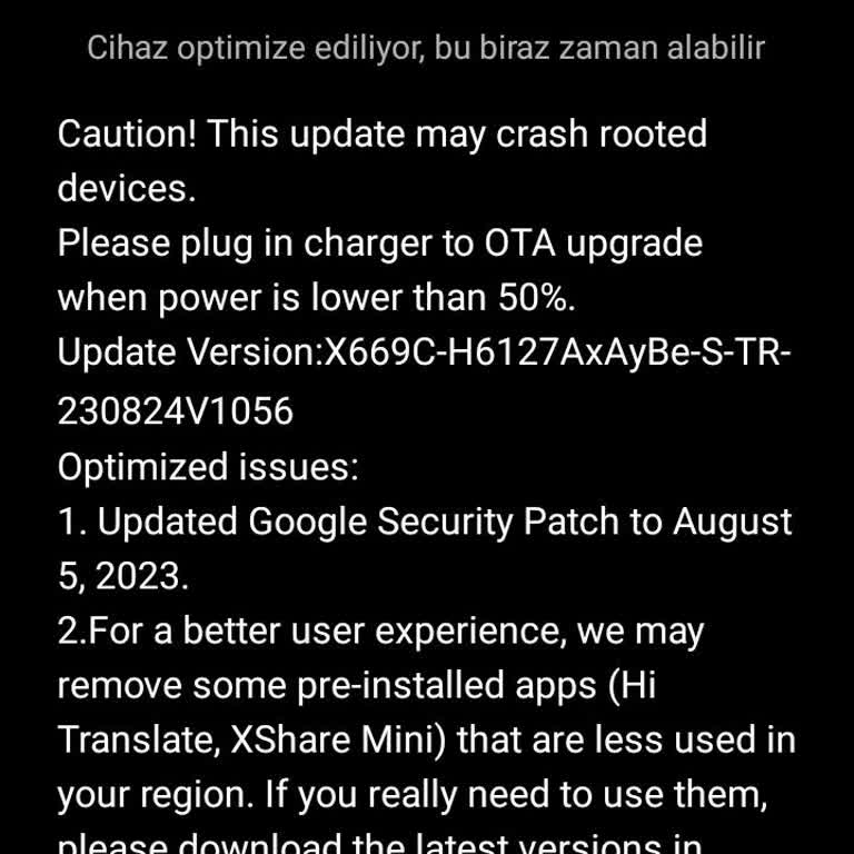 Infinix İnfinix Hot 30 Güncelleme Hatası