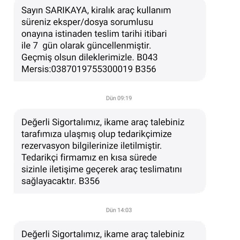Sompo Sigorta Pişmanlık / İkame Araç