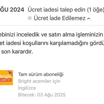 Apple Bright Ücret İadesi Mağduriyeti