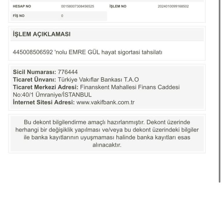 VakıfBank İhtiyaç Kredisi Hayat Sigortası İptali
