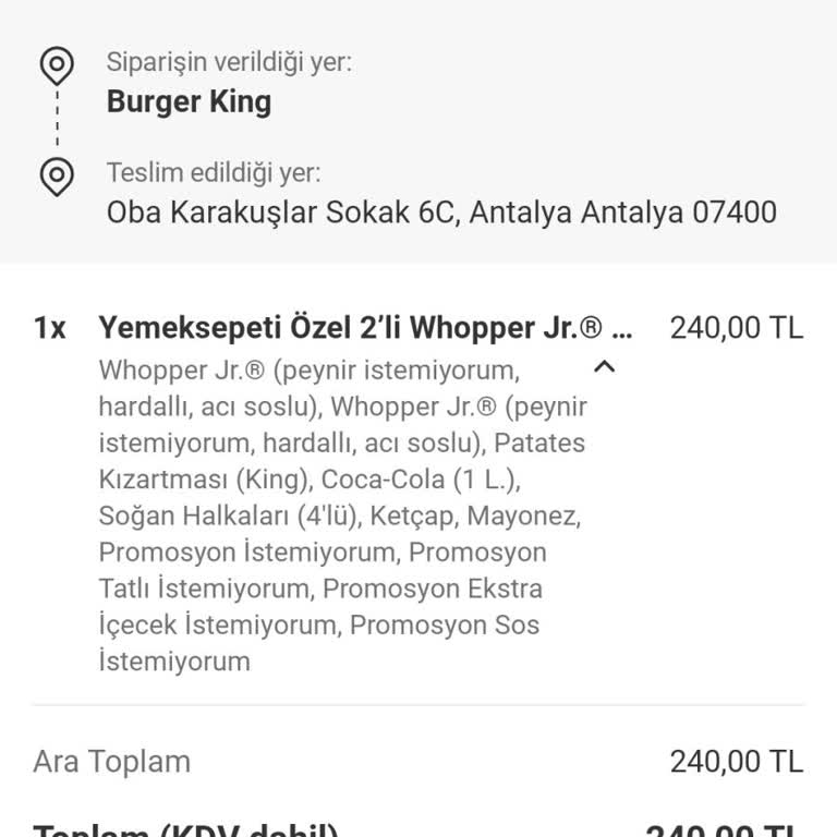 Burger King Porsiyonu Çok Az