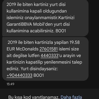 Garanti BBVA Bilgim Dışında Yapılan Alışverişler