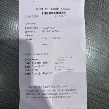 Avva Giyim Kusurlu Ürünün Kabul Edilmemesi