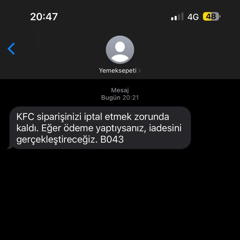 KFC Siparişim İptal Edildi Ve Misafirlerime Mahcup Oldum