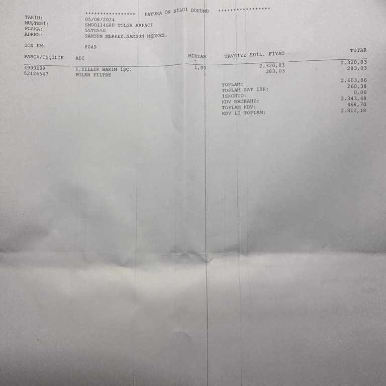 Fiat Otokoç 500E Aracıma Fazla Bakım İşçiliği Aldı