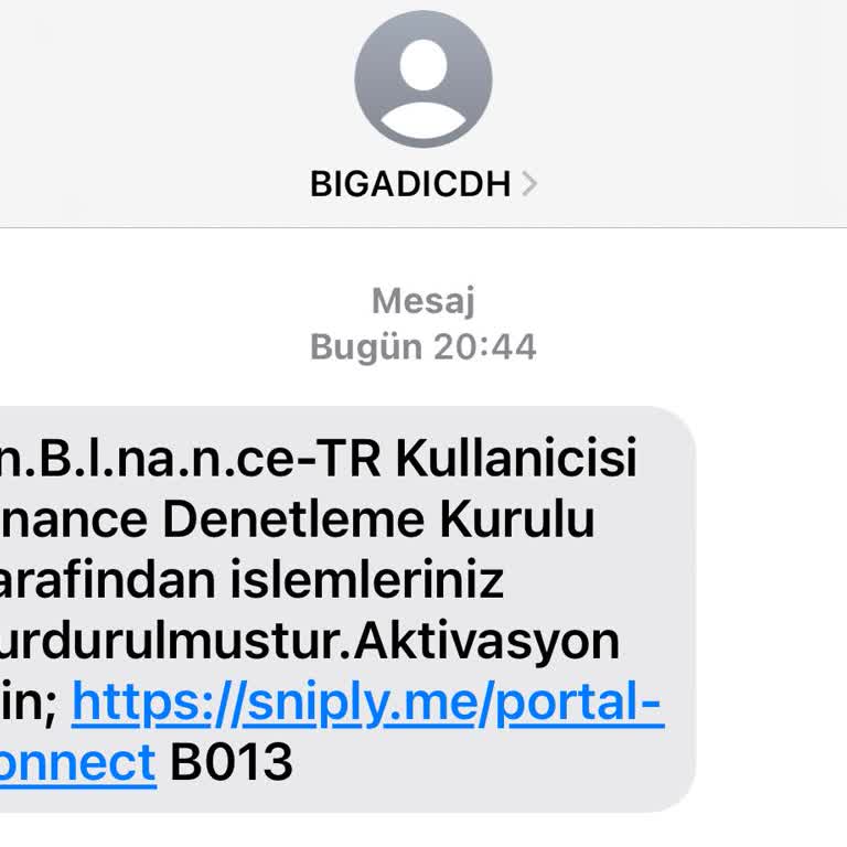 Binance Sn. B. L. Na. N. Ce-TR Kullanıcısı Şeklinde Mesaj Aldım
