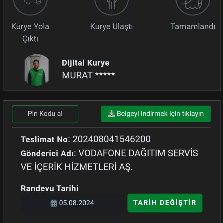 Dijital Kurye Sim Kart Teslimatı