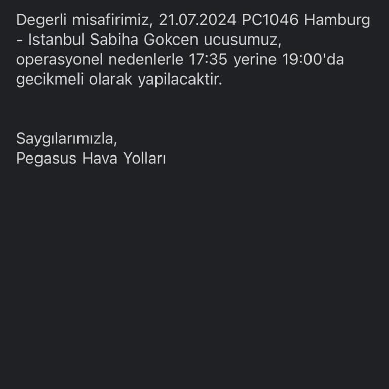 Pegasus'un Rötar Mailinin Eksik Bilgileri Yüzünden Uçağa Alınmadım