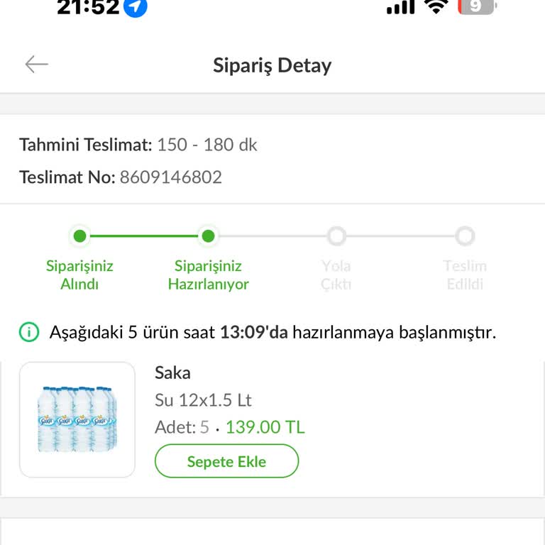 Saka Su Ürünün Teslimatının Olmaması