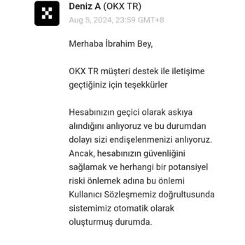 OKX Tr Okx TR Hesabım Askıya Alındı