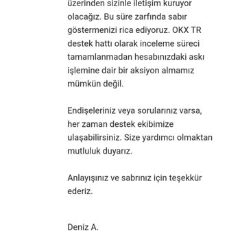 OKX Tr Okx TR Hesabım Askıya Alındı