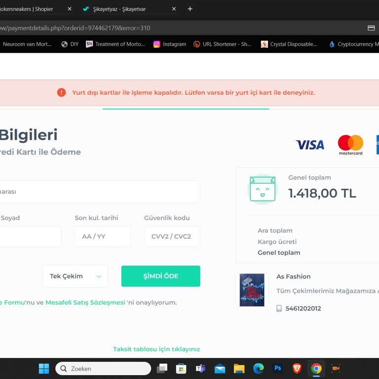 Shopier Yurt Dışı Kredi Kartı Ödeme